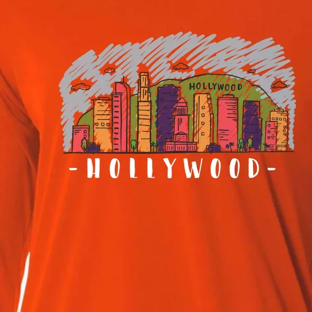 Hollywood Cartoon Style Illustration Cooling Performance Long Sleeve Crew