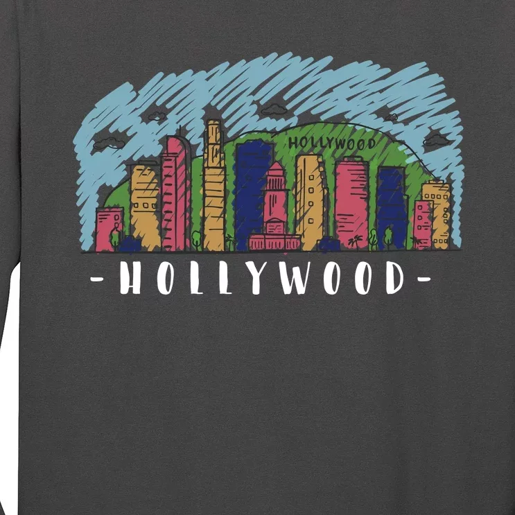 Hollywood Cartoon Style Illustration Long Sleeve Shirt