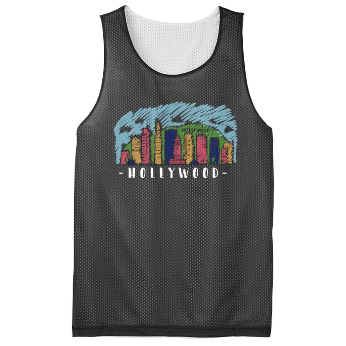 Hollywood Cartoon Style Illustration Mesh Reversible Basketball Jersey Tank