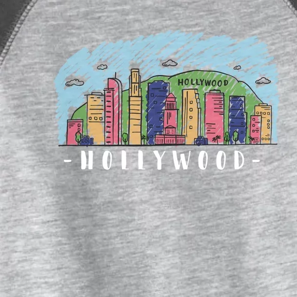 Hollywood Cartoon Style Illustration Toddler Fine Jersey T-Shirt