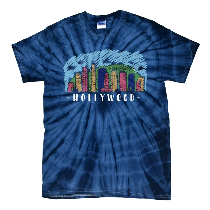 Hollywood Cartoon Style Illustration Tie-Dye T-Shirt