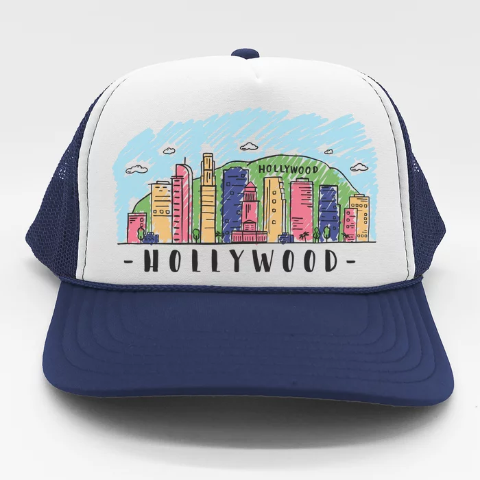 Hollywood Cartoon Style Illustration Trucker Hat