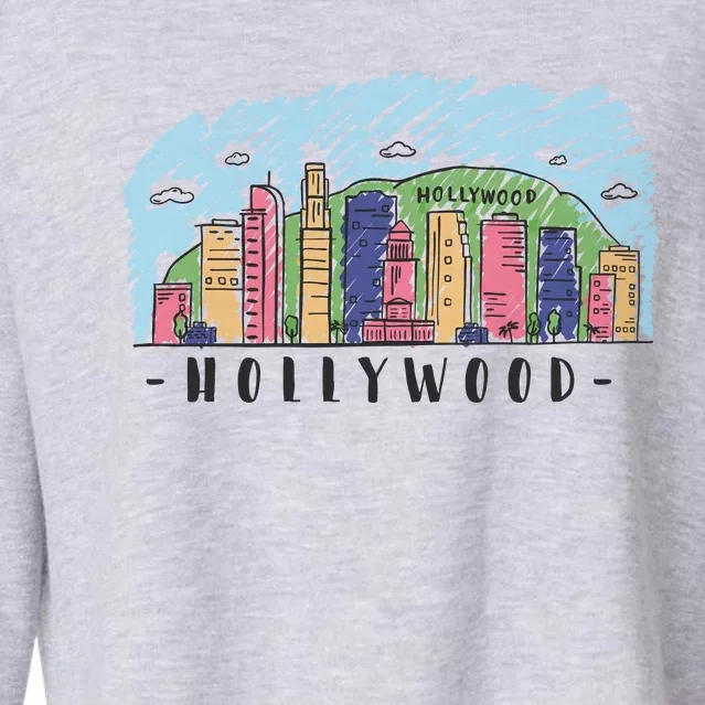 Hollywood Cartoon Style Illustration Cropped Pullover Crew