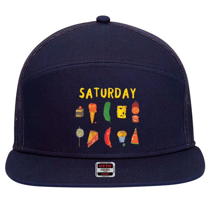 Hungry Caterpillars SATURDAY Funny Fruit Lover Vegan 7 Panel Mesh Trucker Snapback Hat