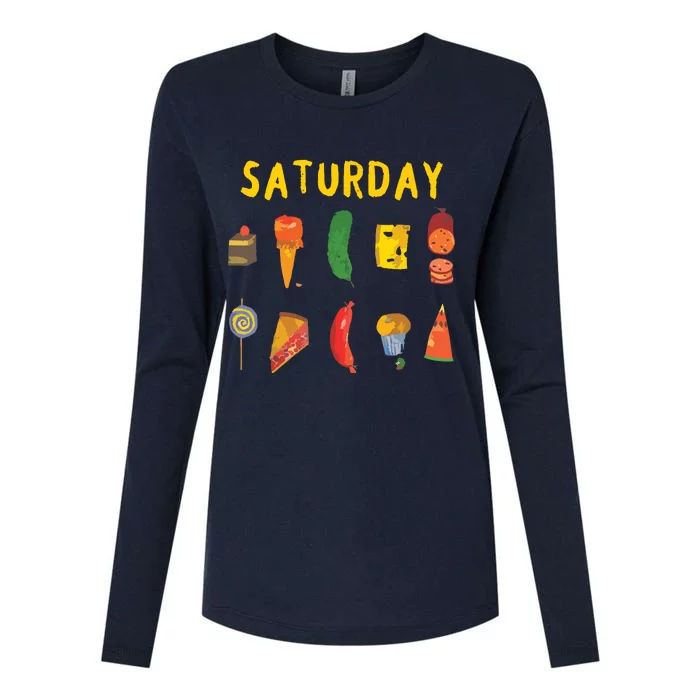 Hungry Caterpillars SATURDAY Funny Fruit Lover Vegan Womens Cotton Relaxed Long Sleeve T-Shirt