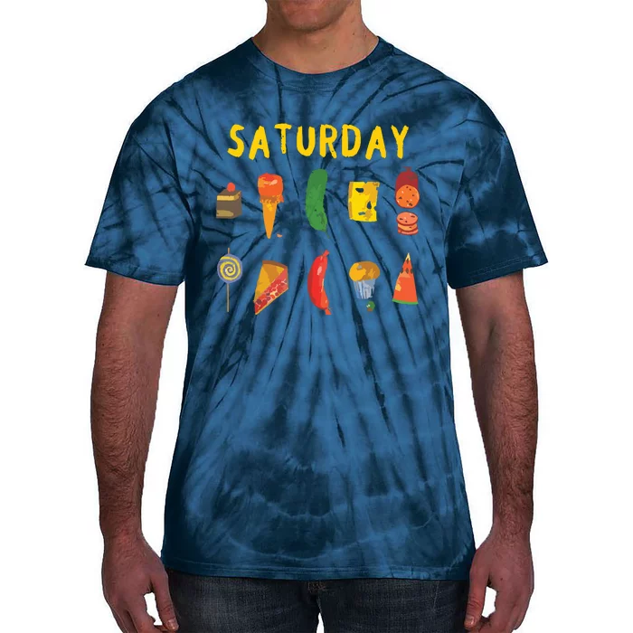 Hungry Caterpillars SATURDAY Funny Fruit Lover Vegan Tie-Dye T-Shirt