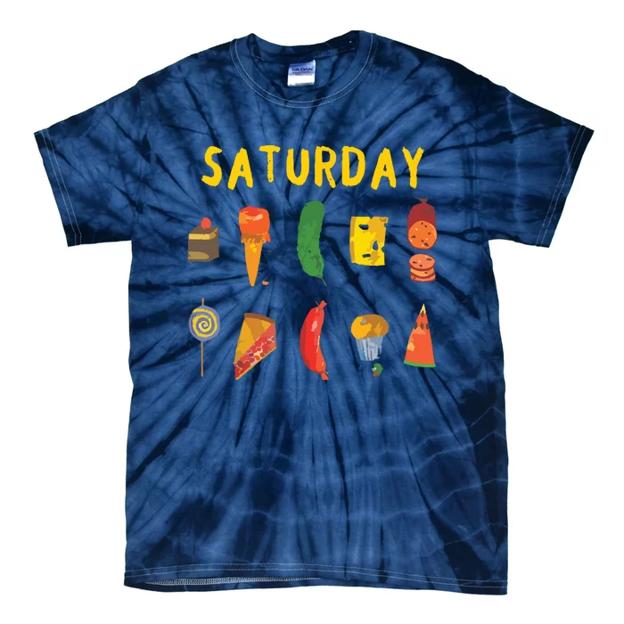 Hungry Caterpillars SATURDAY Funny Fruit Lover Vegan Tie-Dye T-Shirt