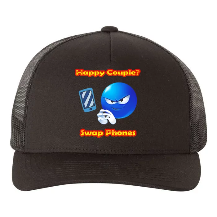 Happy Couple Swap Phones Yupoong Adult 5-Panel Trucker Hat