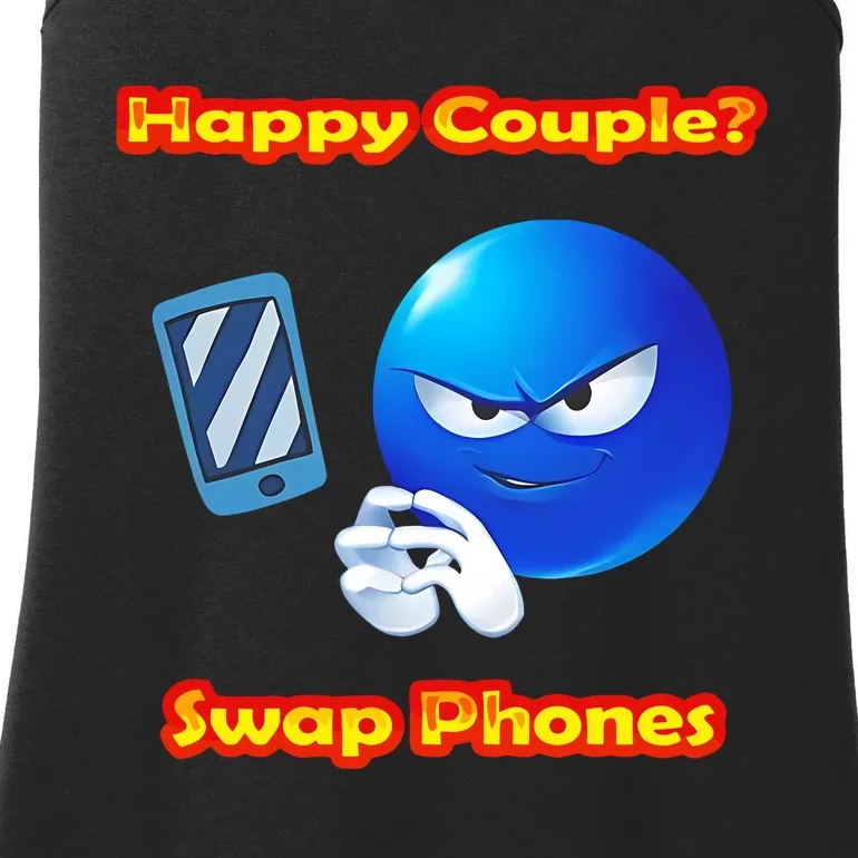 Happy Couple Swap Phones Ladies Essential Tank