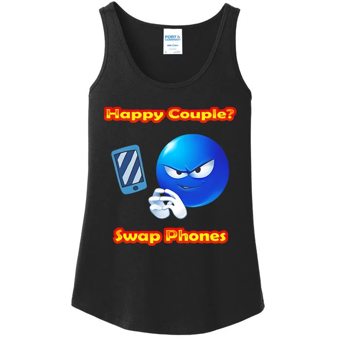 Happy Couple Swap Phones Ladies Essential Tank