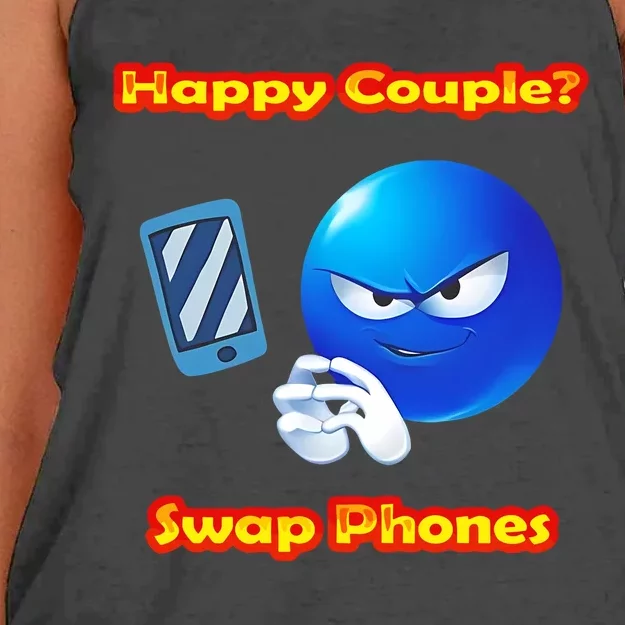 Happy Couple Swap Phones Women's Knotted Racerback Tank