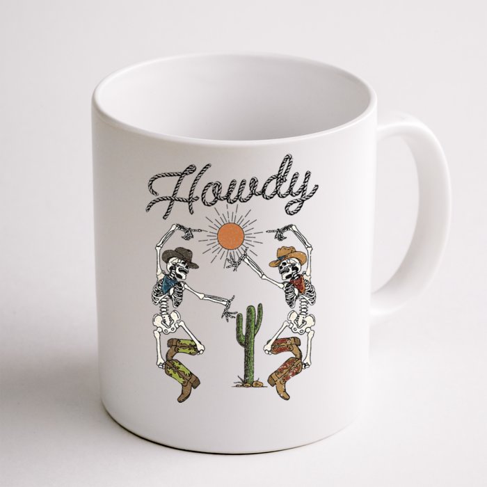 Howdy Cowboy Skeleton Dancing Country Girl Western Front & Back Coffee Mug