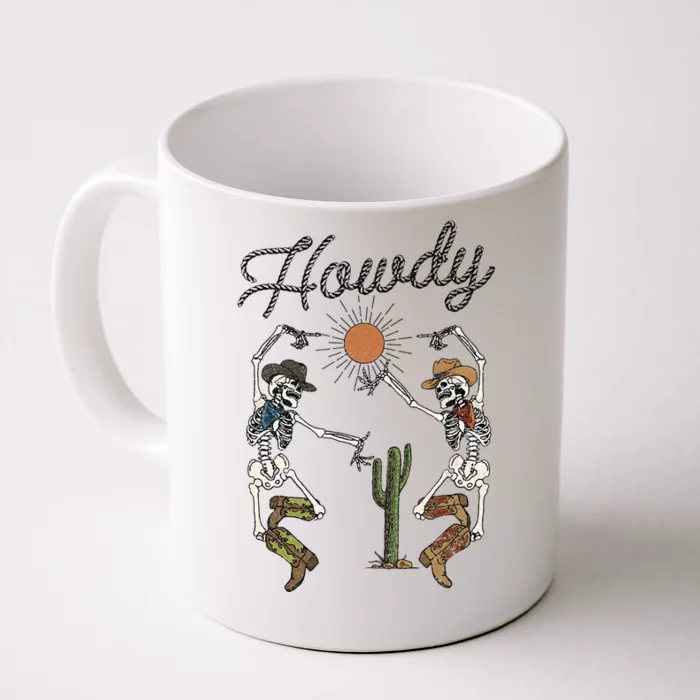 Howdy Cowboy Skeleton Dancing Country Girl Western Front & Back Coffee Mug