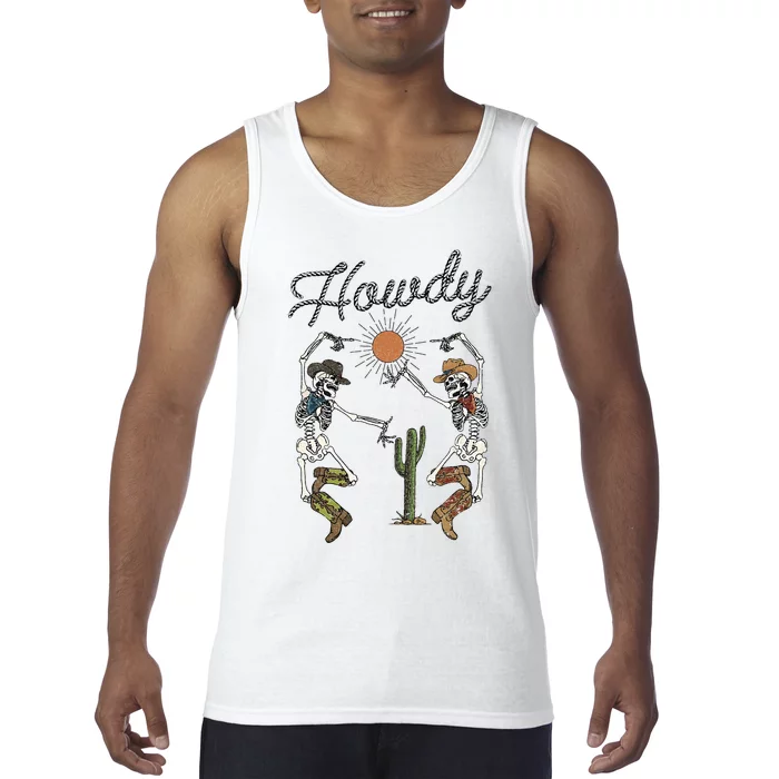 Howdy Cowboy Skeleton Dancing Country Girl Western Tank Top