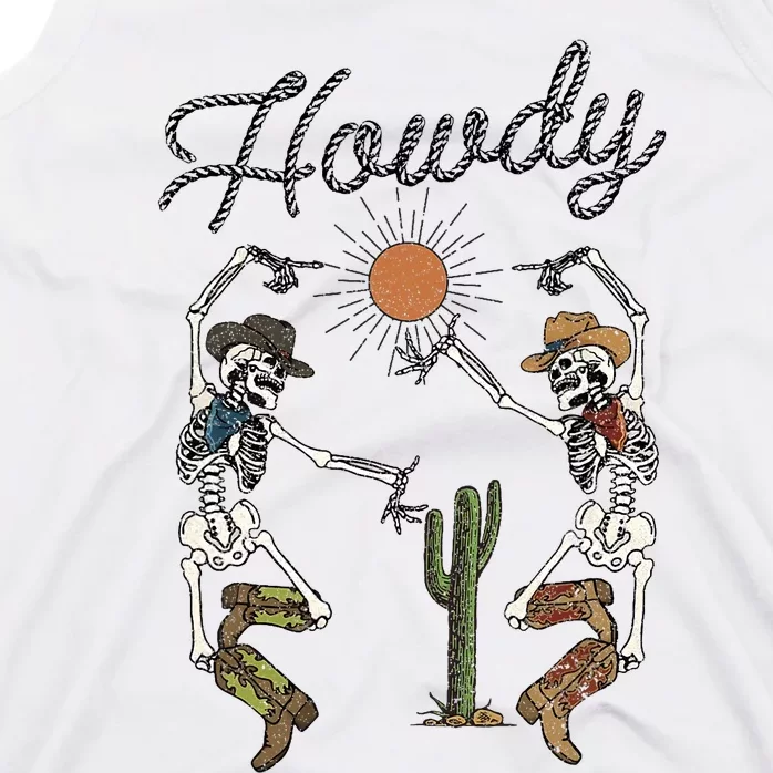 Howdy Cowboy Skeleton Dancing Country Girl Western Tank Top