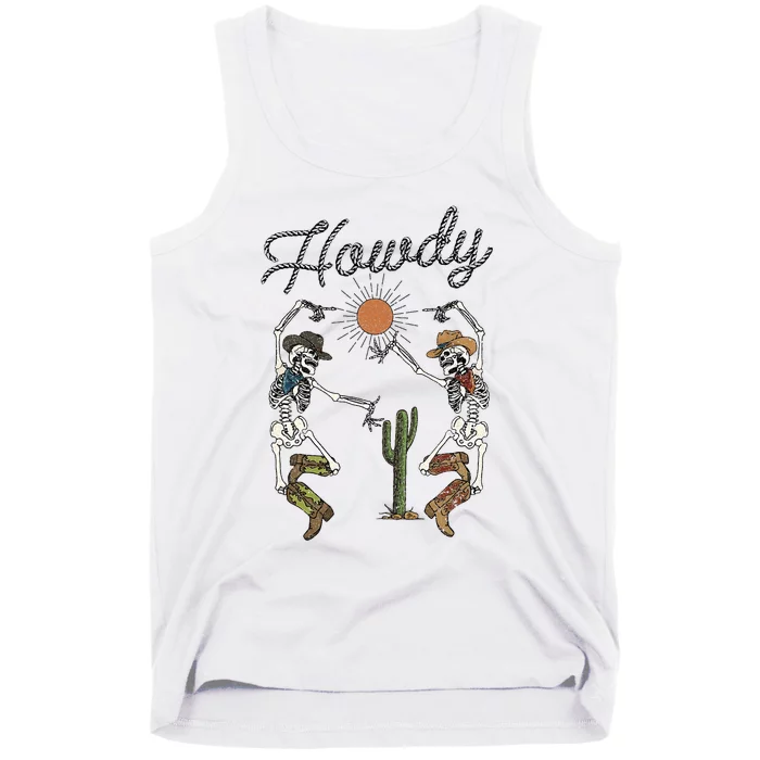 Howdy Cowboy Skeleton Dancing Country Girl Western Tank Top