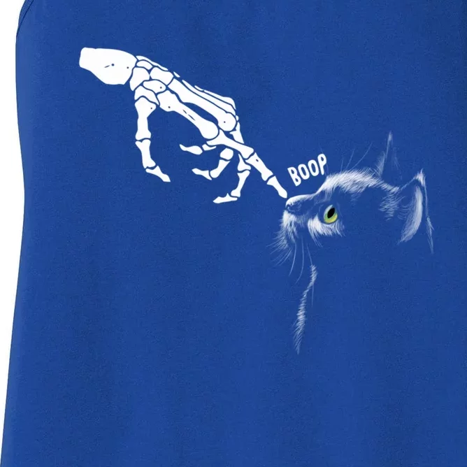 Halloween Cute Skeleton Hand Black Cat Boop Nose Cat Lover Gift Women's Racerback Tank