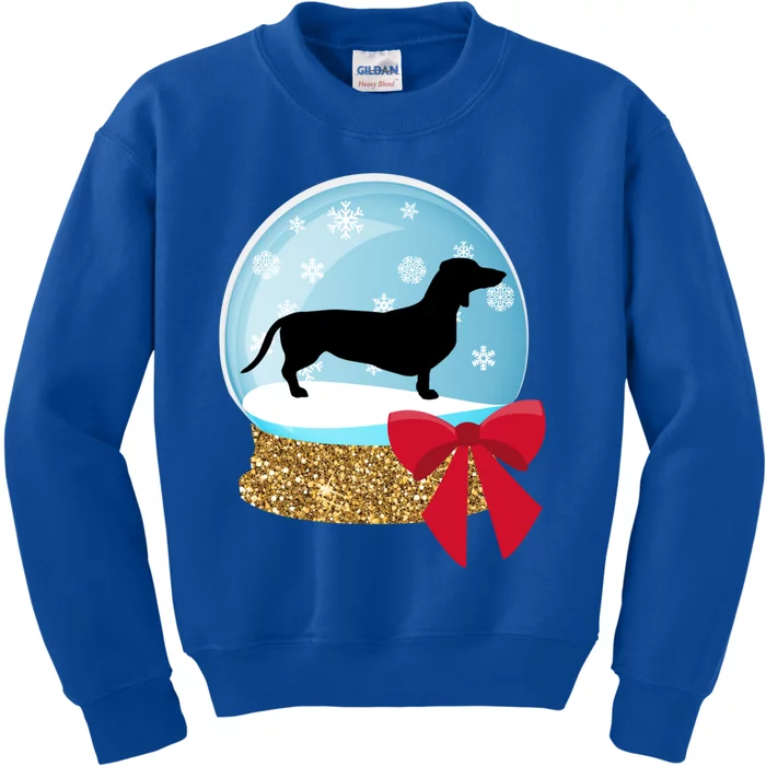 Holiday Christmas Snowglobe Dachshund Doxie Gift Kids Sweatshirt