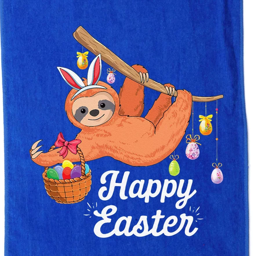 Happy Cute Sloth With Bunny Ears Egg Hunting Easter Sloth Platinum Collection Golf Towel