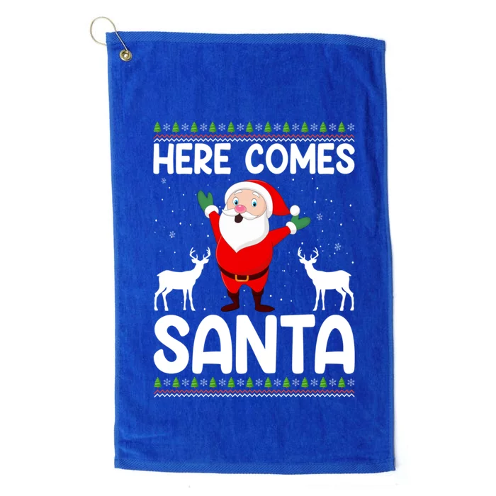 Here Comes Santa Funny Christmas Santa Hat Holiday Season Great Gift Platinum Collection Golf Towel