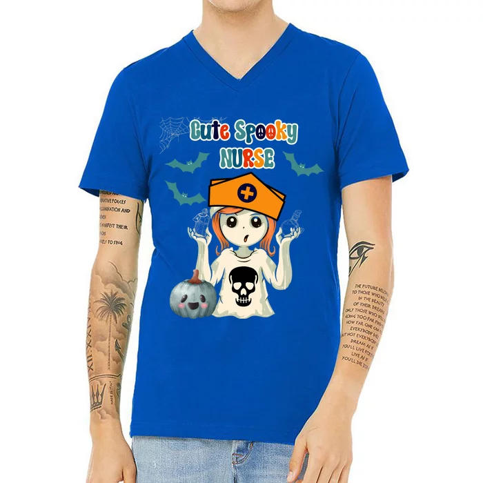 Halloween Cute Spooky Nurse Gift V-Neck T-Shirt