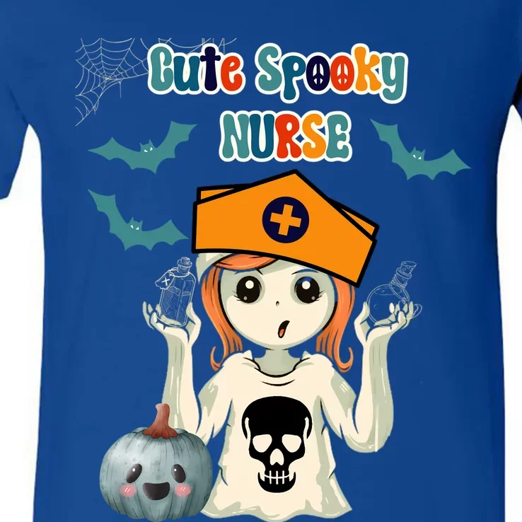 Halloween Cute Spooky Nurse Gift V-Neck T-Shirt