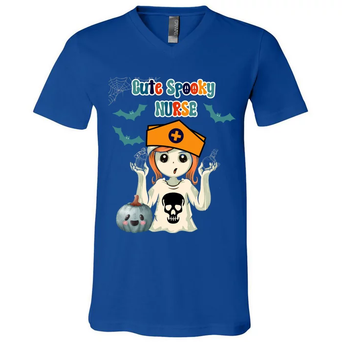 Halloween Cute Spooky Nurse Gift V-Neck T-Shirt