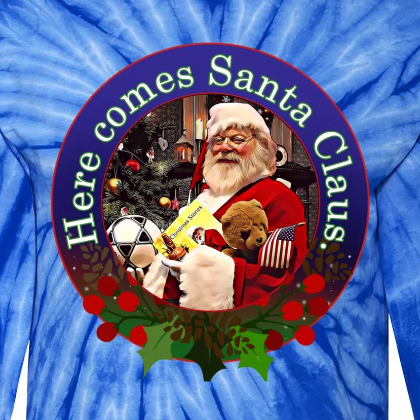 Here Comes Santa Claus Design Gift Tie-Dye Long Sleeve Shirt