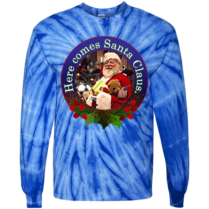 Here Comes Santa Claus Design Gift Tie-Dye Long Sleeve Shirt