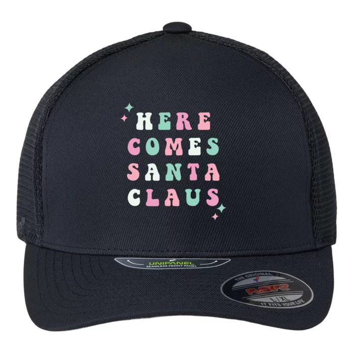 Here Comes Santa Claus Retro Merry Christmas Xmas Meaningful Gift Flexfit Unipanel Trucker Cap