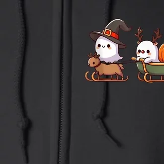 Halloween Christmas SantaS Reindeer Ghost Happy Ghost Full Zip Hoodie