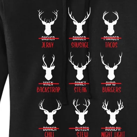 Hilarious Christmas Santa Reindeer Checklist PJs Women's Pullover Hoodie