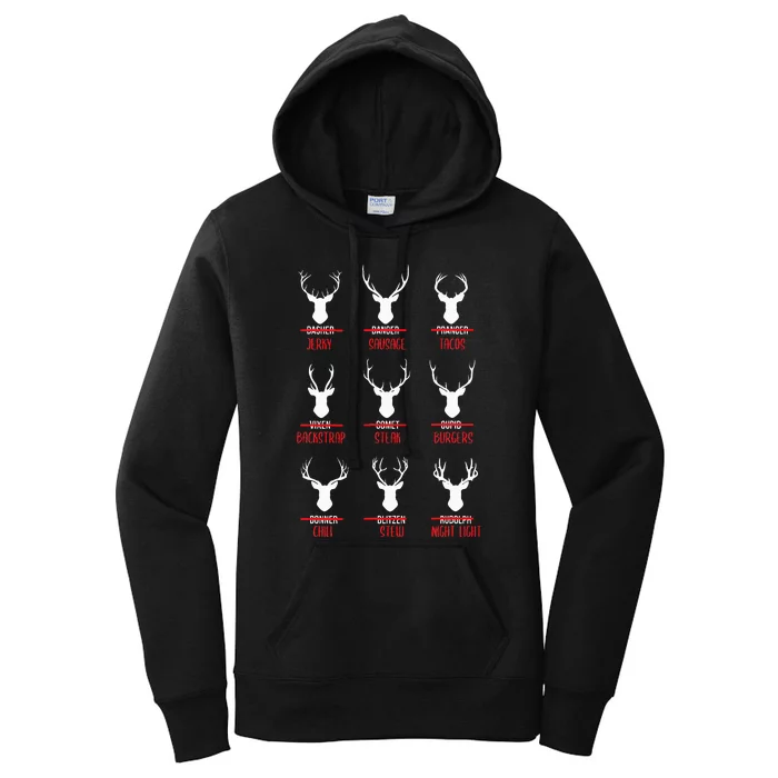 Hilarious Christmas Santa Reindeer Checklist PJs Women's Pullover Hoodie