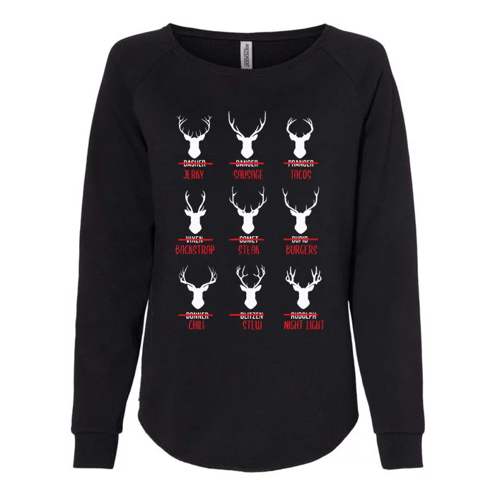 Hilarious Christmas Santa Reindeer Checklist PJs Womens California Wash Sweatshirt