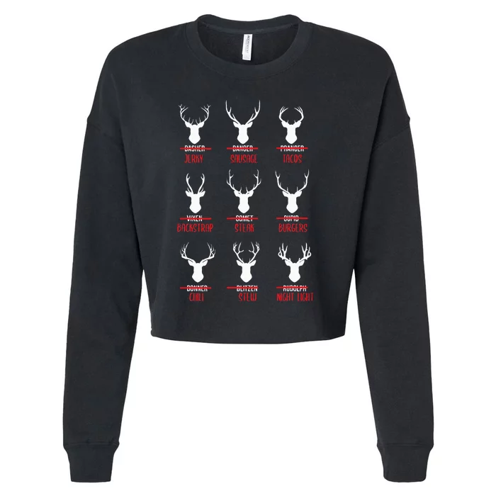 Hilarious Christmas Santa Reindeer Checklist PJs Cropped Pullover Crew