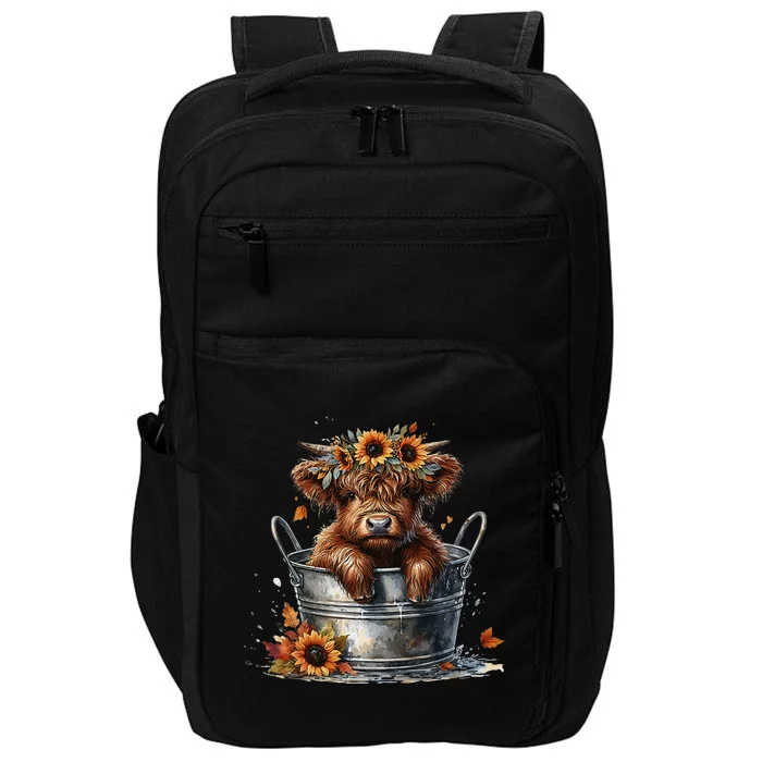 Highland Cow Sunflower ItS Fall YAll Farming Fall Vibes Impact Tech Backpack