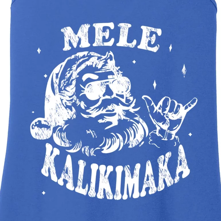 Hawaiian Christmas Santa Shaka Mele Kalikimaka Retro Hawaii Gift Ladies Essential Tank