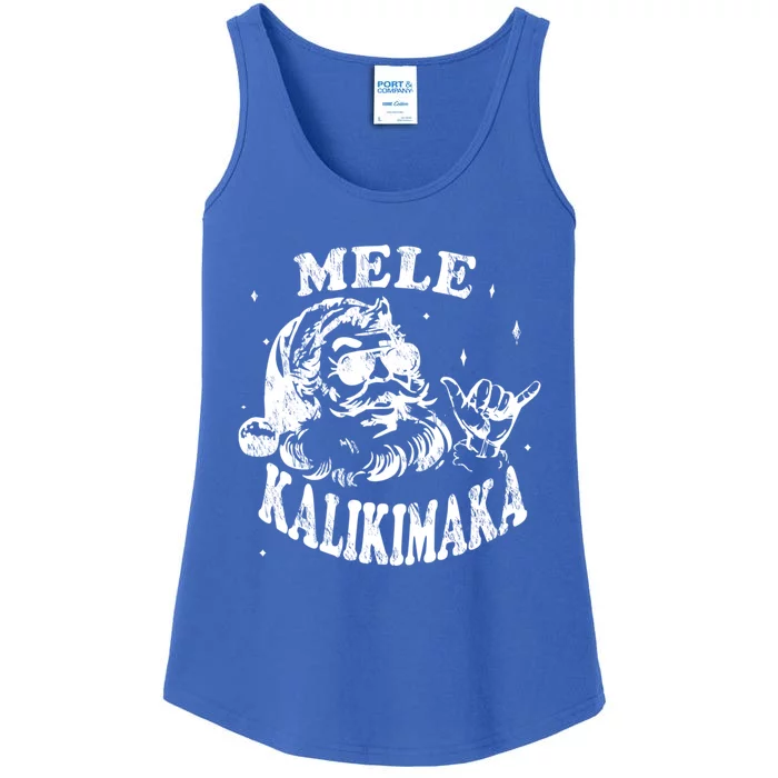 Hawaiian Christmas Santa Shaka Mele Kalikimaka Retro Hawaii Gift Ladies Essential Tank