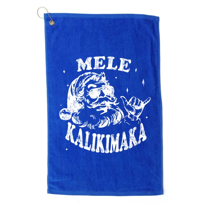 Hawaiian Christmas Santa Shaka Mele Kalikimaka Retro Hawaii Gift Platinum Collection Golf Towel