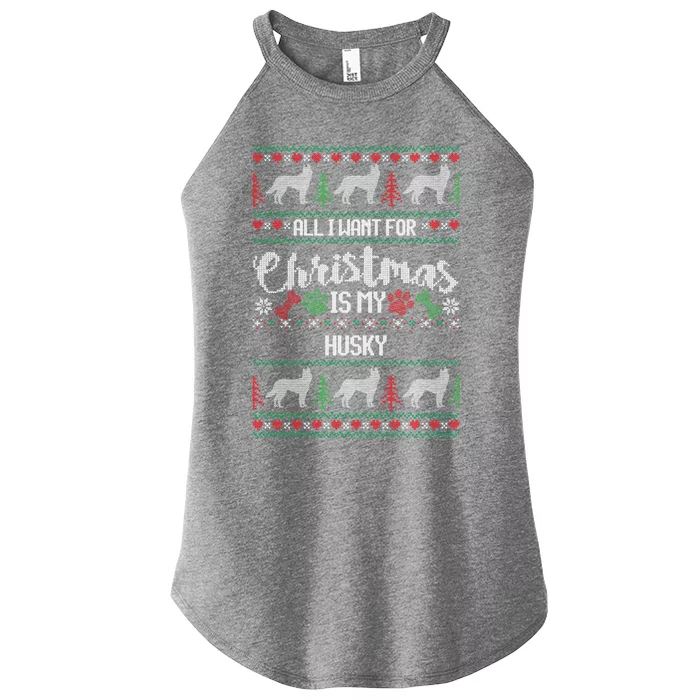 Husky Christmas Sweater Ugly Husky Sweater Gift Women’s Perfect Tri Rocker Tank