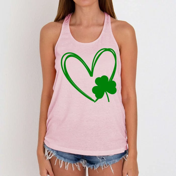 Heart Clover St Patrick's Day Women's Knotted Racerback Tank