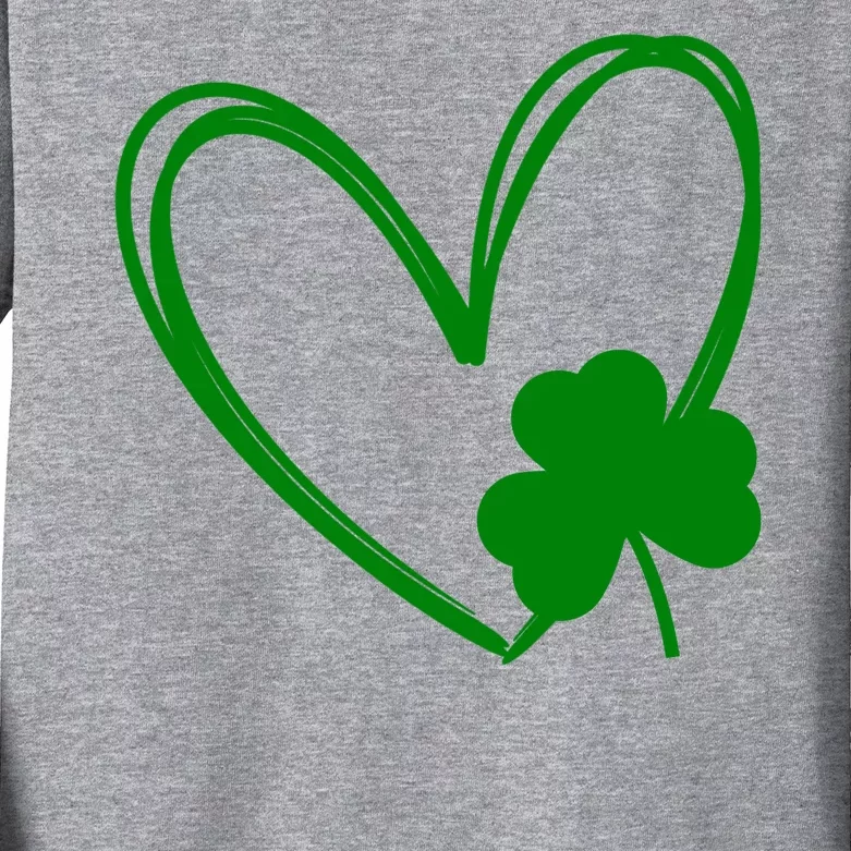 Heart Clover St Patrick's Day Kids Long Sleeve Shirt