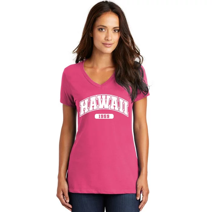 Hawaii Collegiate Style 1959 Women's V-Neck T-Shirt