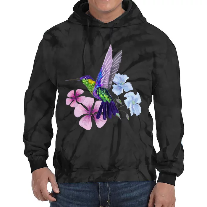 Hummingbird Colibri Snowcap Bird Flowers Tropical Summer Tie Dye Hoodie