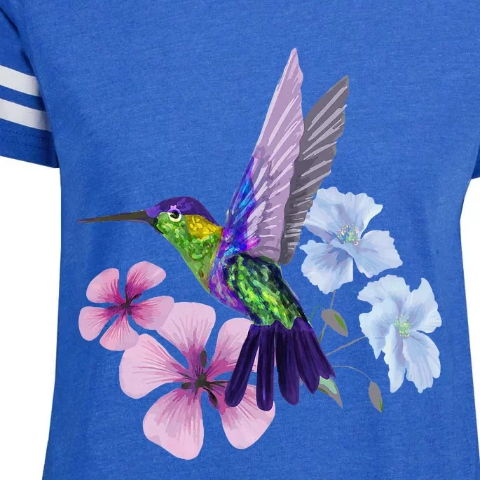 Hummingbird Colibri Snowcap Bird Flowers Tropical Summer Enza Ladies Jersey Football T-Shirt