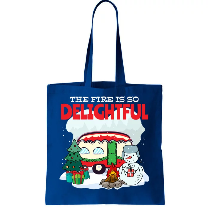 Holiday Camper Snow Funny Christmas Camping Campfire Gift Tote Bag