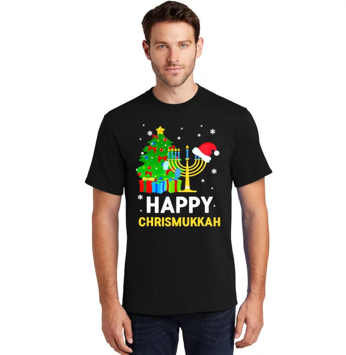 Happy Chrismukkah Santa Hat Christmas Hanukkah Sleep Tall T-Shirt