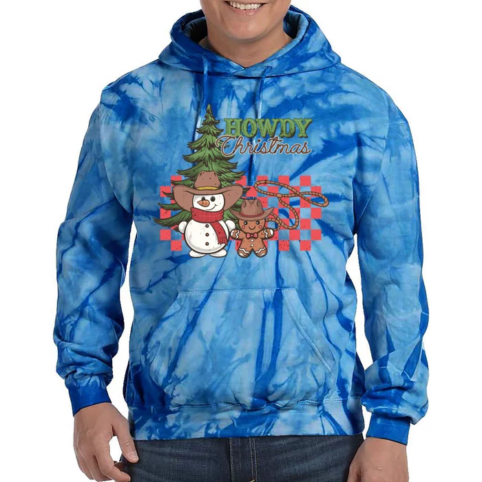 Howdy Christmas Snow Gingerbread Retro Christmas Cow Great Gift Tie Dye Hoodie