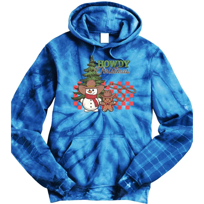 Howdy Christmas Snow Gingerbread Retro Christmas Cow Great Gift Tie Dye Hoodie