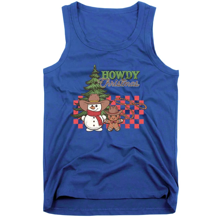 Howdy Christmas Snow Gingerbread Retro Christmas Cow Great Gift Tank Top